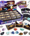 Treasure Chest Dig Kit Party Pack For 12 Kids with gems, crystals, and excavation tools for STEM activity