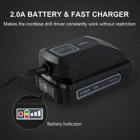 Cordless Drill Set With Brushless Motor 20V Max Drill Driver Kit Includes Charger with battery and fast charger detail