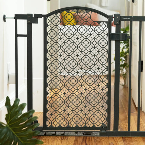Walk Through Baby And Pet Gate Easy To Use For Doorways And Stairways No Drill Pressure Mount Adjustable from 28 To 42 Inches Wide
