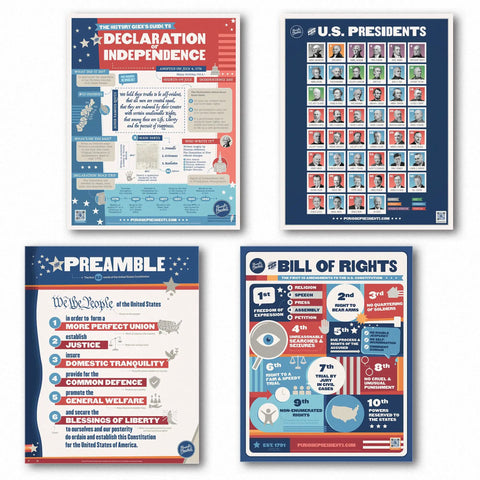Colorful Civics Poster Pack For Classrooms Ten Infographic Posters On Presidents Founding Documents Supreme Court And Government Tree