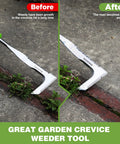 Crack Weeder 12 Inch Stainless Steel Crevice Tool With Soft Grip Handle L Shaped Sidewalk Weed Puller in garden use