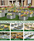 Beefy Four Pack 2x2 Foot Corrugated Galvanized Steel Raised Garden Beds Outdoor Above Ground Planter Boxes For Vegetables Herbs And Flowers Heavy Duty Metal Garden Bed Set 10 Inch Deep in yard