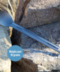 Ultralight Titanium Camping Spoon For Backpacking And Hiking, 16g Silver Utensil With 8.5 Inch Reach on rocks