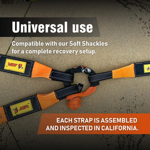 Heavy Duty Tree Saver Strap Three Point Five Inch By 8 Foot With 36000 Lbs Break Strength shown in universal use
