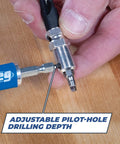 Your New Shop Floor Favorite Features A Heavy Duty Two Sided Drill Bit And Driver that shows adjustable pilot-hole drilling depth.