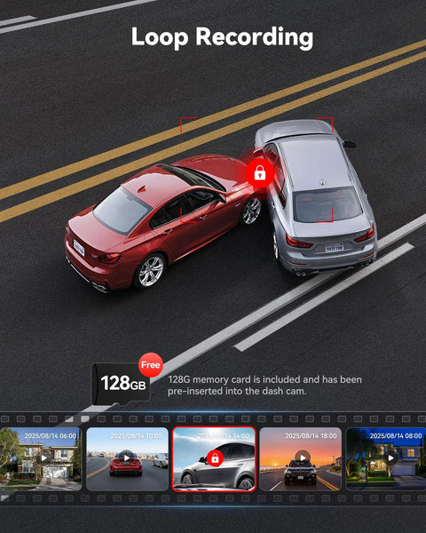Two cars on road captured by 4K Front And Rear Dash Cam With Starvis 2 Sensor GPS WiFi For Fast Download And Free Memory Card Included.