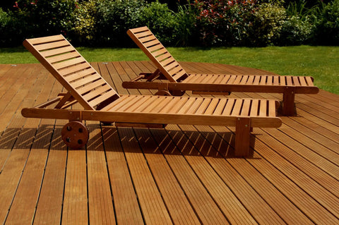 Top Shelf Water Based Wood Penetrating Finish With Rich Matte Protection For Teak And Exotic Hardwoods Quick Dry Low Odor Ready Mix Formula on wooden lounge chairs.