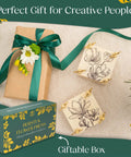 Ultra Portable 3x3 Inch Flower Press Kit Two Pack For Adults with decorative botanical designs and gift box