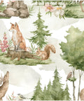 Peel And Stick Wallpaper With Cute Animals In A Green Forest Self Adhesive Wall Mural Matte Finish Repositionable And Durable Easy