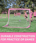 Team Tone 4 Feet By 3 Feet Pop Up Soccer Goals For Kids Set Of 2 Portable Backyard Nets With 6 Stakes Pink For Easy Setup And Backyard Practice And Games Great For Backyard Fun