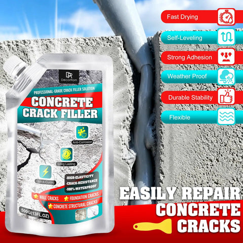 Tough As Nails Self Leveling Concrete Crack Filler Smooth Flow Formula For Driveway Patio Walkway And Tile Joints High Elasticity Waterproof Fast Setting Gray in a professional-grade pouch with application details.