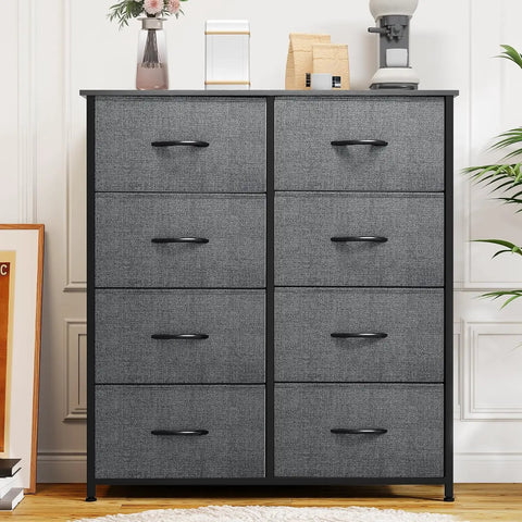 Roomy 8-Drawer Fabric Dresser For Bedroom Closet Dorm And Living Room, Tall Chest Of Drawers With Foldable Fabric Drawers