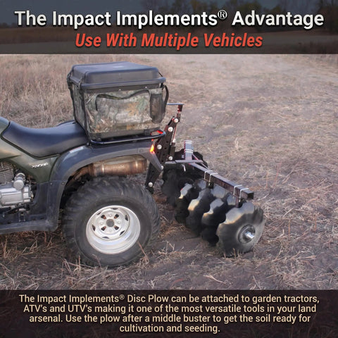 Disc Plow Harrow With Weight Tray For ATV UTV And Garden Tractors For Heavy Duty Soil Prep Weed Control And Crop Residue Clearance