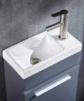 16 Inch Bathroom Vanity With Sink, White Ceramic Vessel, Wall Mounted Storage Cabinet, Modern Gray MDF Vanity For Small Bathrooms