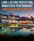 Concrete Sealer One Gallon Covers Up To Four Hundred Square Feet Deep Penetrating Silane Siloxane Formula For Driveways And Patios in exterior home setting with a pool.