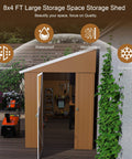 Heavy Duty Metal Tool Shed With Windows Lockable Door And Ventilation Weatherproof Outdoor Storage For Backyard And Lawn Gear 8 By 4 Feet Durable Brown Finish Built To Last For Tool Organization And Patio Equipment