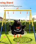 Beefy Heavy Duty Steel Swing Stand For Outdoor Use With 500Lb Capacity, Universal Swing Frame, yellow swing stand with bear