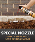 Powerful Termite Killing Foam for Indoor and Outdoor Use 16 ounces aerosol spraying into ground crevices, targeting insects