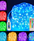 USB Rope Lights Indoor Color Changing 33ft 100 LED String Lights With Remote 18 Color Options for Bedroom Party Wedding Holiday Decor