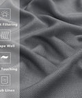 Dark Grey Curtains Two Panels 96 Inches Long Light Filtering Faux Linen Textured Window Curtains swatch close-up