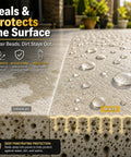 Wet Look Stone Sealer For Pavers And Surfaces Indoor Outdoor Slick Gloss Finish showing sealed vs unsealed concrete surface.