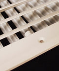 Close-up of 12 Inch Wide Aluminum Air Vent With Adjustable One Way Damper And Curved Blades, Multi Shutter Diffuser For HVAC Ducts