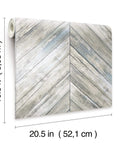 Herringbone Blue And Tan Wood Boards Peel And Stick Wallpaper Roll Twenty Point Five Inches Wide By Sixteen Point Five Feet Long