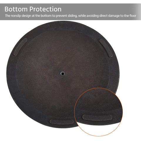 Bottom view of Heavy Duty Round Antiqued Umbrella Base for Outdoor Patio All Weather Bronze Stand showing non-slip design.