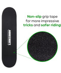 Close-up of black non-slip grip tape on Minecraft Mob 31 Inch Skateboard With 9-Ply Maple Deck For Cruising, Carving, Tricks And Downhill