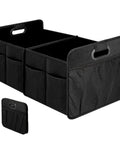 Road Trip Ready Trunk Organizer for Car and SUV, Two Compartment Collapsible 50L Storage Box in black, 600D Waterproof Oxford