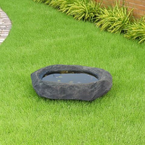 Massive Dope Decorative Outdoor Faux Stone Rock With Realistic Sandstone Look, 24 Inch Wide Boulder on lawn near patio