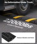 Beefy Rubber Driveway Speed Bumps 2-Pack, 6-Foot 2-Channel Modular Traffic Humps, 22,000 Lbs Axle Load Capacity under truck