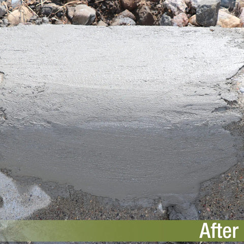 Concrete Patch And Repair Mortar For Sidewalks Driveways And Curbs, Fast Setting Exterior Patch Kit applied on curb.