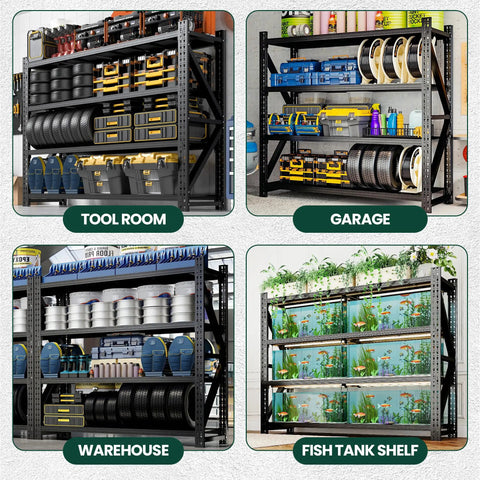 Heavy Duty Garage Storage Shelves With 8000 Lbs Capacity 79 Inch Wide Four Tier Industrial Metal Shelving with storage examples