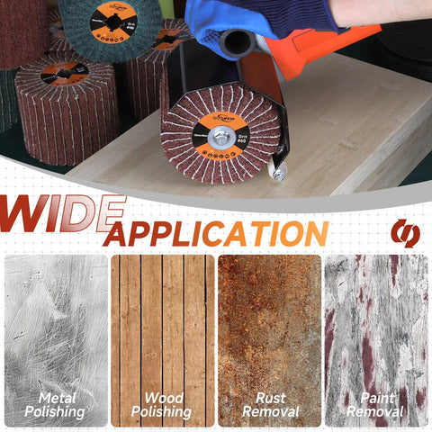 60 Grit Nonwoven Flap Wheel for Wood and Metal Polishing 120 Mm Diameter 100 Mm Width 19 Mm Arbor Hole used for polishing