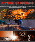 Welding with Auto Darkening Welding Helmet With Flaming Skull Design in various scenarios including TIG and MIG.