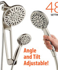 High Pressure Shower Spa Kit With 48 Modes 3 Way Diverter And 18 Inch Extension Arm All Chrome Finish Rain Head And Handheld Shower Set