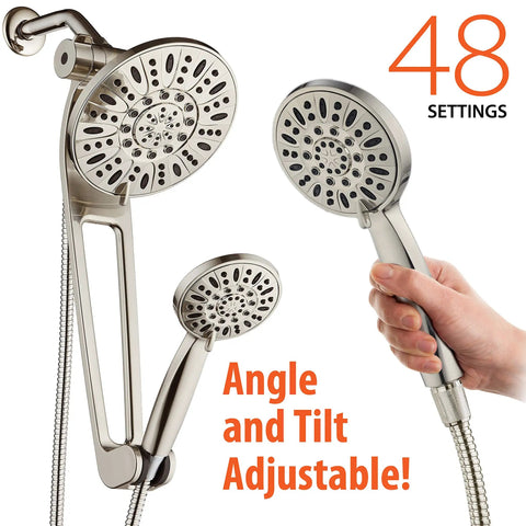High Pressure Shower Spa Kit With 48 Modes 3 Way Diverter And 18 Inch Extension Arm All Chrome Finish Rain Head And Handheld Shower Set