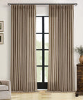 Farmhouse Tan Brown Linen Curtains 102 Inches Long 2 Panels With Pinch Pleat Drape Hooks And Rings For Track System