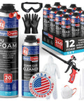 This Knockout Spray Foam Insulation Kit Includes Twelve Two Pound Expanding Sealant Cans Paired With A Smooth Firing Teflon Coated Gun That Gonna Quickly Fill Every Crack And Save You Major Cash On Energy Bills While Keeping Things Snug. Set includes 12 cans, safety goggles, gloves, and foam gun.