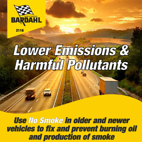 Lower Emissions & Harmful Pollutants highway ad for NoSmoke StopLeak Motor Oil Additive Seals Leaks And Stops Oil Burning With A Thick Old School Engine Friendly Formula For Older Cars And Trucks 16 Oz Today