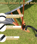 Heavy Duty Trampoline Stakes 12 Inch U Shaped Ground Anchors For Windy Weather Grab The Ground And Stay Put With Galvanized Steel Rebar Stakes 4 Pack For Trampolines Tents Fences Garden Decor shown with anti-corrosion feature.