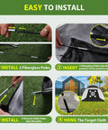 Diagram showing installation of Get Your Swing On With This Heavy Duty 10 By 7 Foot Golf Practice Net Kit with fiberglass poles.