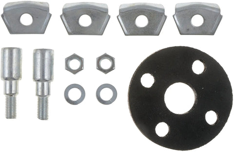 Universal Fit Steering Coupling Disc Kit Direct Replacement For Damaged Steering Linkage Restores Smooth Handling And Precise Control On Compatible Cars And SUVs. Black disc with bolts, washers, nuts, and metal spacers