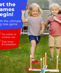 Kids playing Ring Toss Outdoor Yard Game For The Fam And Kids, Classic Backyard Party Toy With 5 Rope Rings on grass