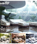 Beefy 3 Seater Outdoor Couch Cover fits up to 76Wx32Dx31H inches waterproof heavy duty patio furniture cover in rain protection scene.