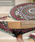 Fitted Round Tablecloth Waterproof Vinyl Circle Cover Fits 36 to 44 Inch Tables Indoor Outdoor Dining Home Patio Party Gear and Gifts, Perfect for Summer and Fall Picnics, Camping, Kitchen with adjustable drawstring and intricate design.