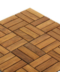 Teak Wood Interlocking Floor Tiles EZ Floor 12x12 Inch Pack Of 10 Solid Brown Indoor Outdoor DIY Installation No Tools Needed