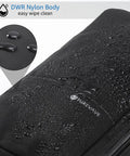 Water-repellent surface of the Compact Mens Toiletry Bag Hanging Dopp Kit For Travel Waterproof Wash Pouch Black Slim Durable Organizer