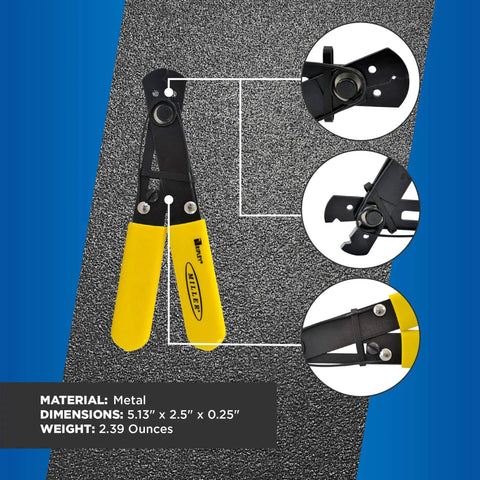 101 S Adjustable Wire Stripper For Electricians And Tech Pros with yellow handles, close-up of cutting mechanism, and metal build.